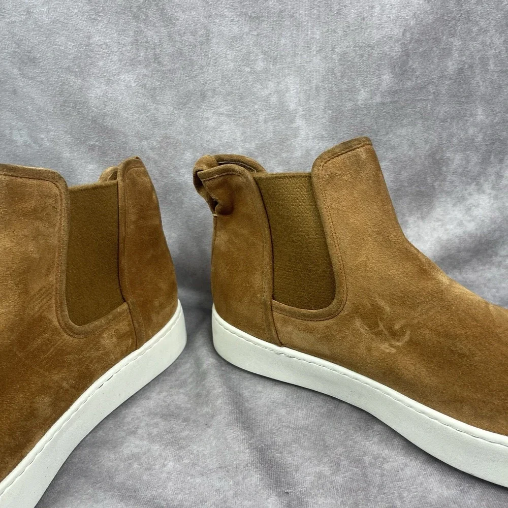 Vince Warren Suede Shearling Water Repellent High Top Slip-On Booties Tan Sz 11